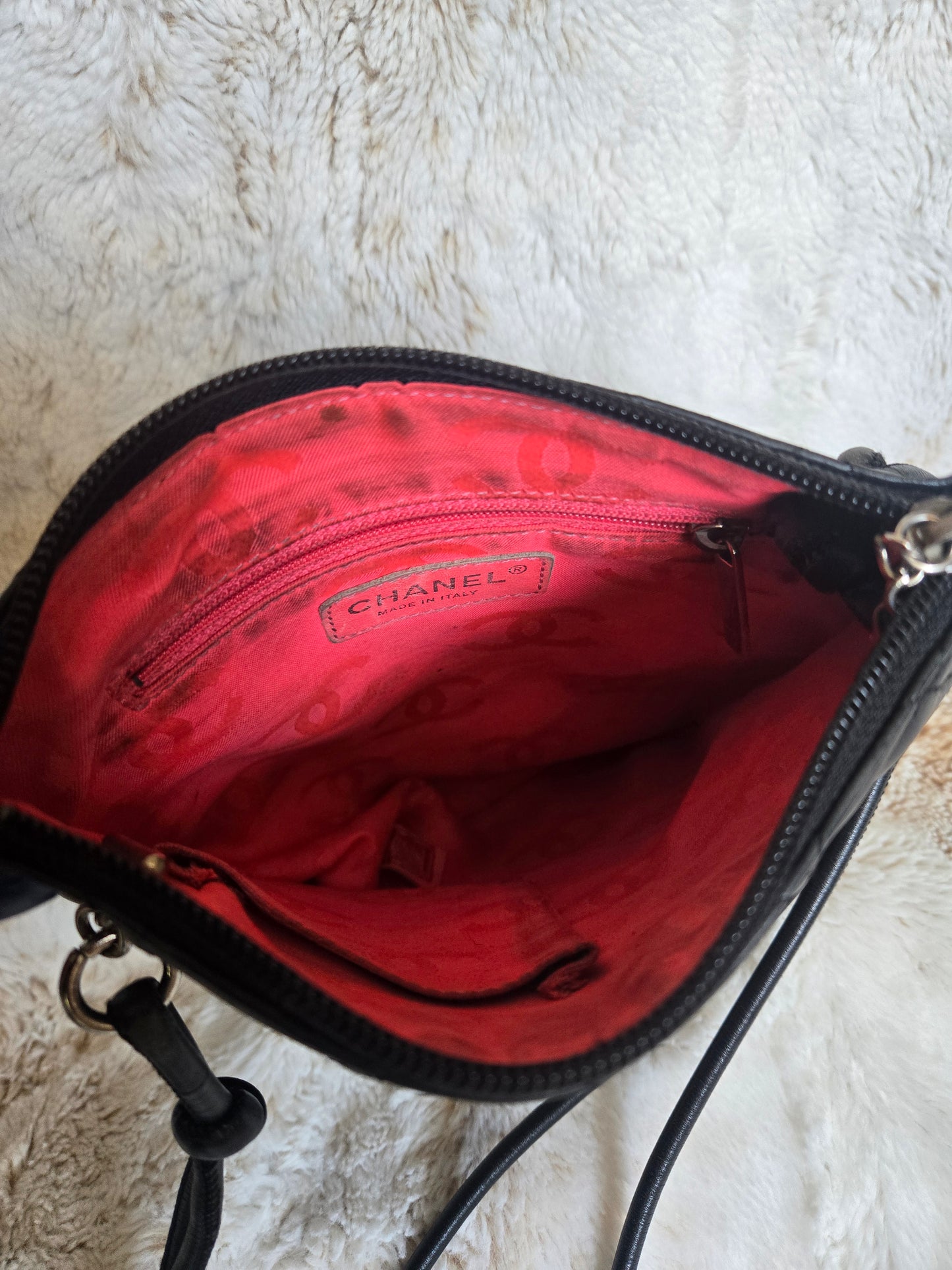 Chanel Cambon Flat Calfskin Leather Messenger Crossbody Bag Black