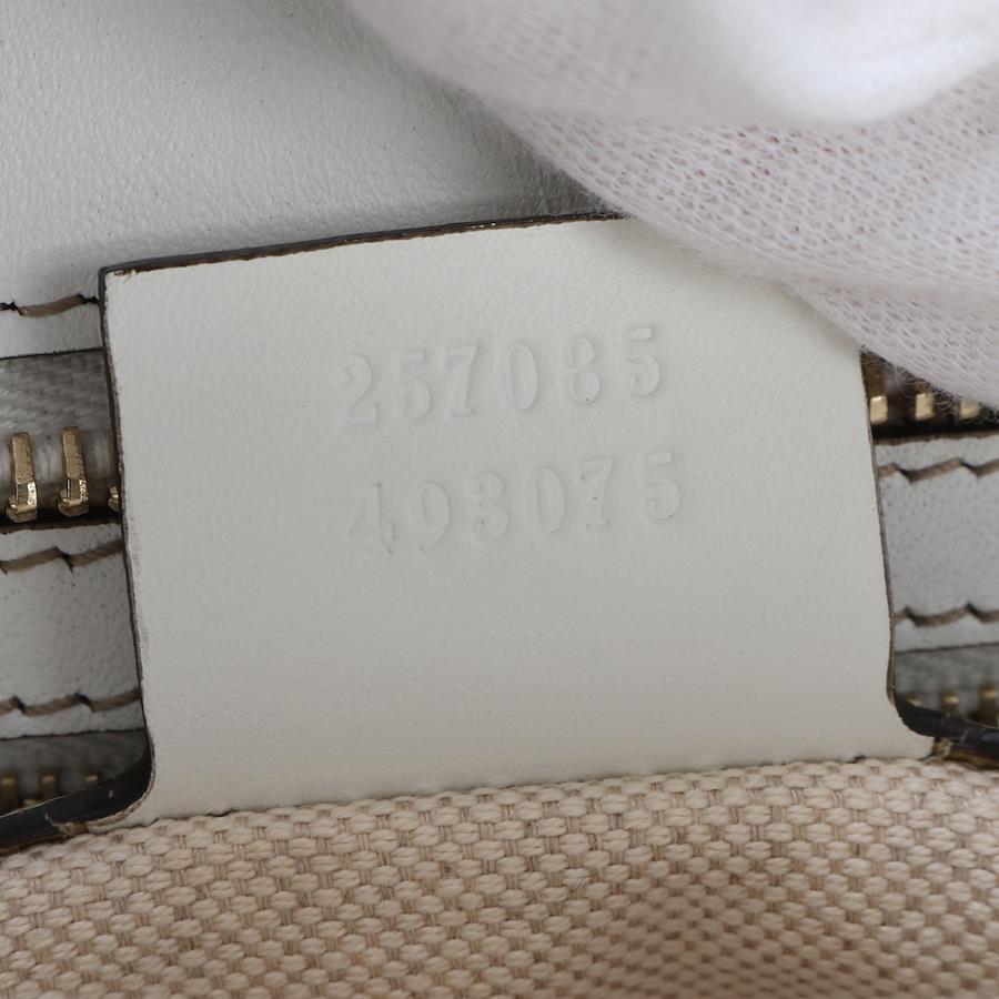 GUCCI Gucci Tote Bag Sherry Line Leather x Canvas Gray x White