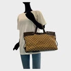 Gucci Brown GG Canvas Leather Tote Bag Large