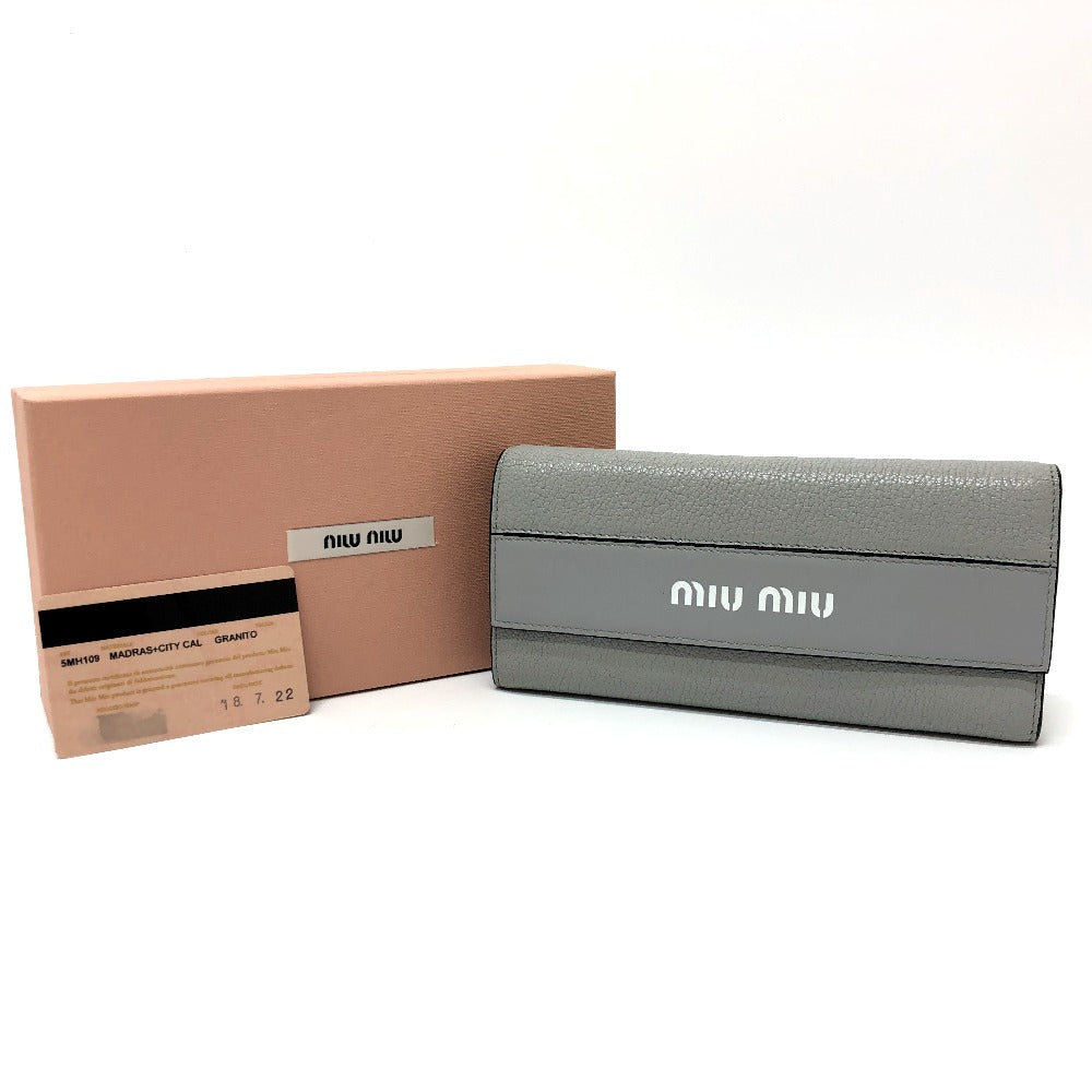 MIUMIU Long Wallet Leather Grey logo