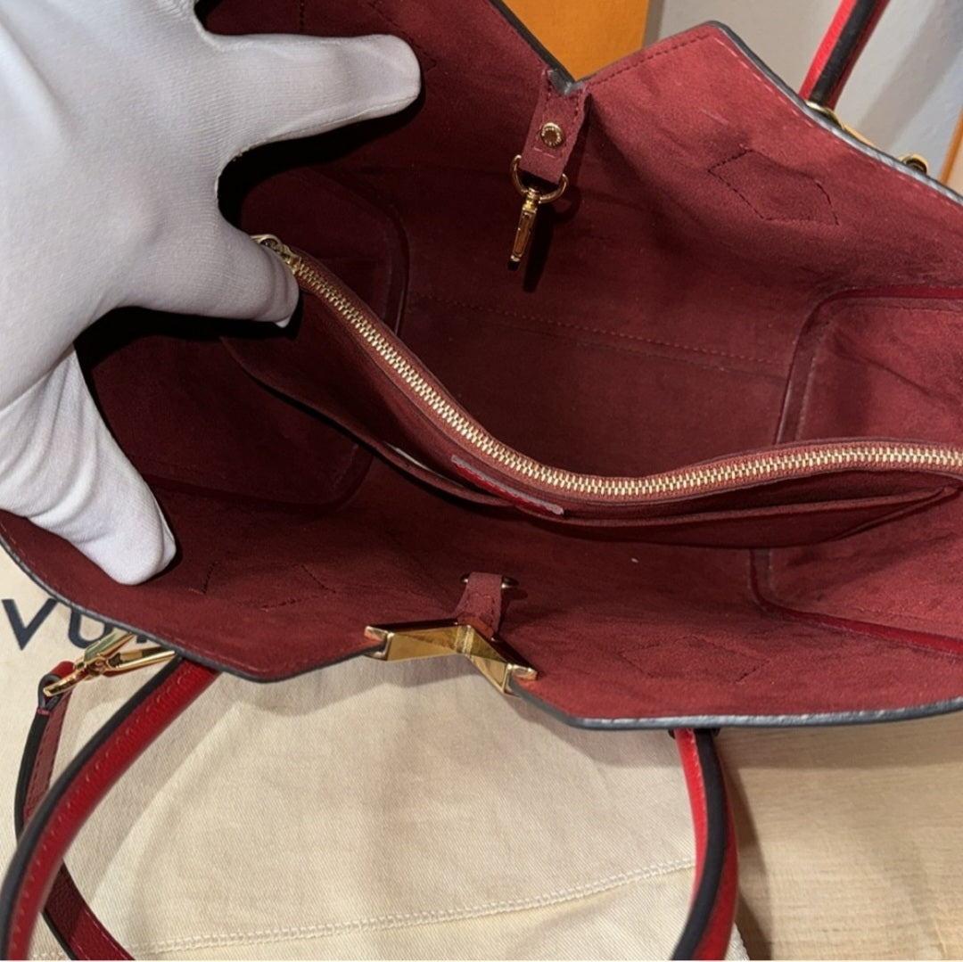 Louis Vuitton Kimono Tote PM Red Brown Leather