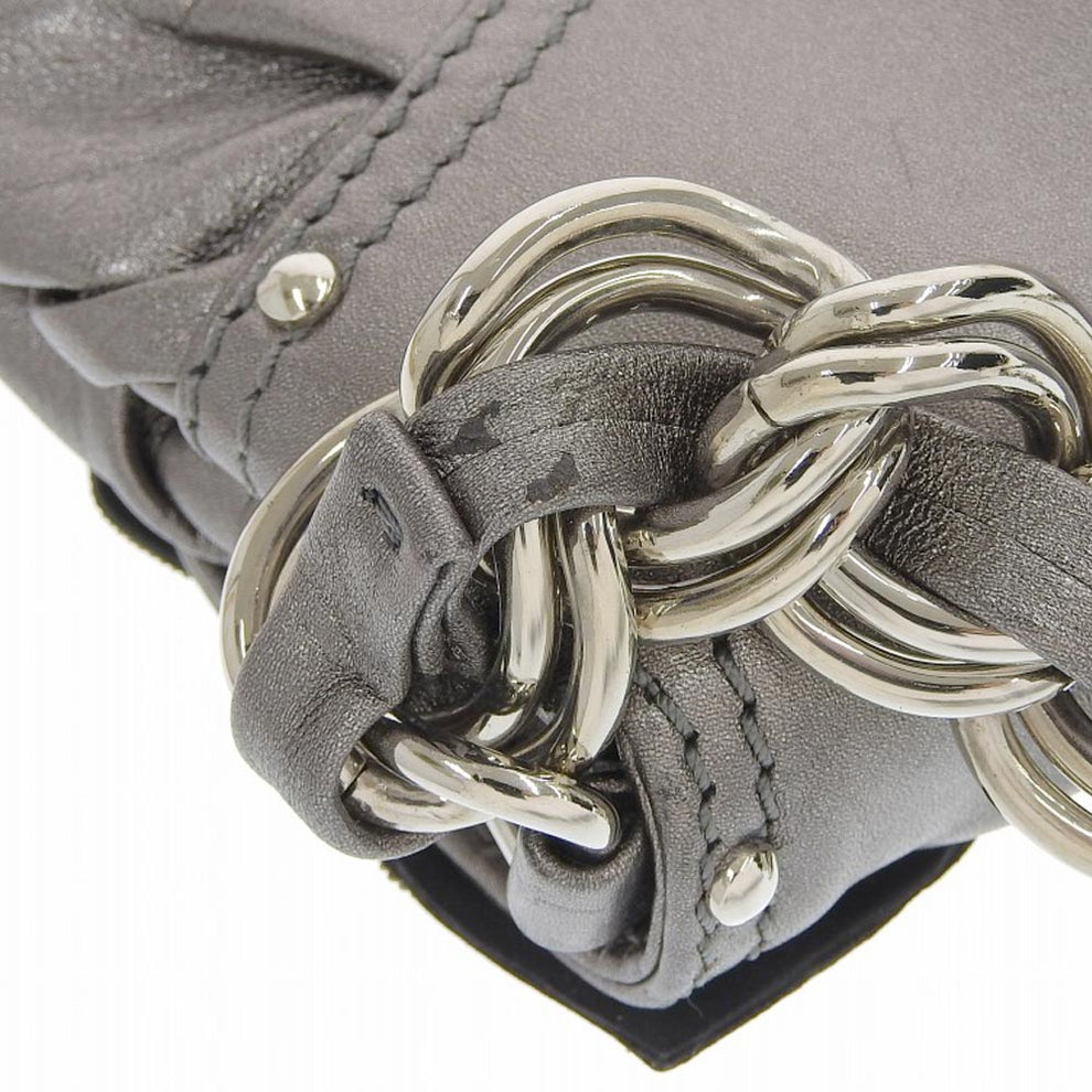 Gianni Versace Medusa Leather Shoulder Bag Silver Rose Sequin details