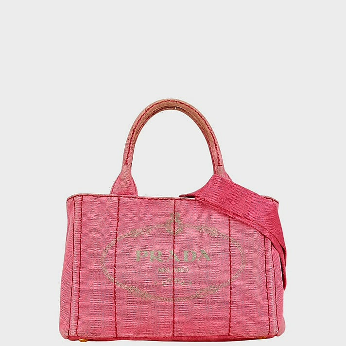 Prada Canapa Canvas 2WAY Handbag Pink Shoulder Bag Top Handle Sachel