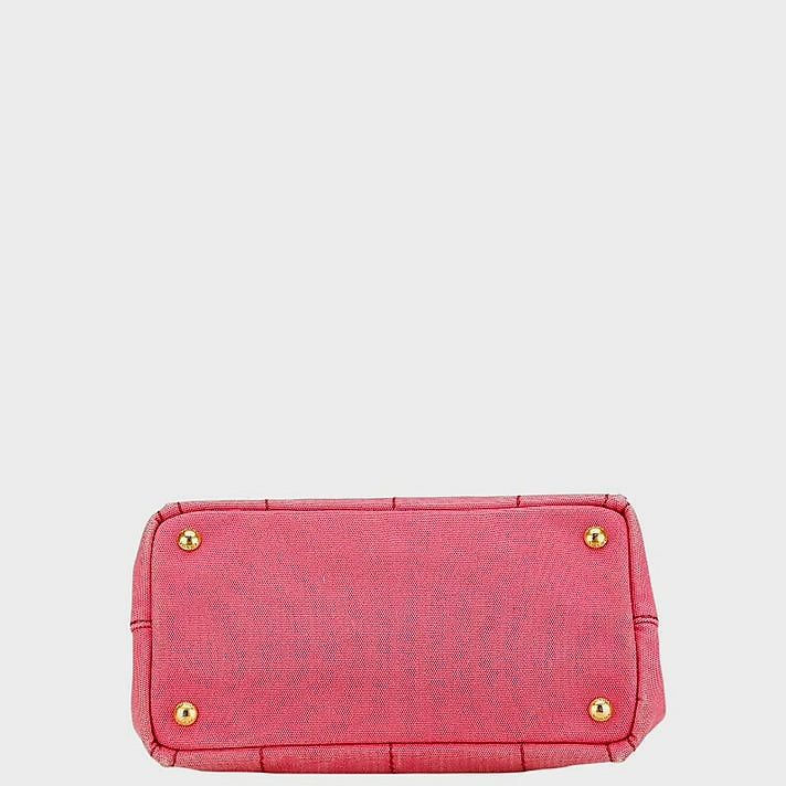 Prada Canapa Canvas 2WAY Handbag Pink Shoulder Bag Top Handle Sachel