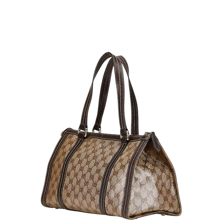 Gucci Ebony/Beige GG Crystal Canvas and Leather Duchessa Tote