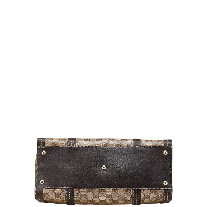 Gucci Ebony/Beige GG Crystal Canvas and Leather Duchessa Tote