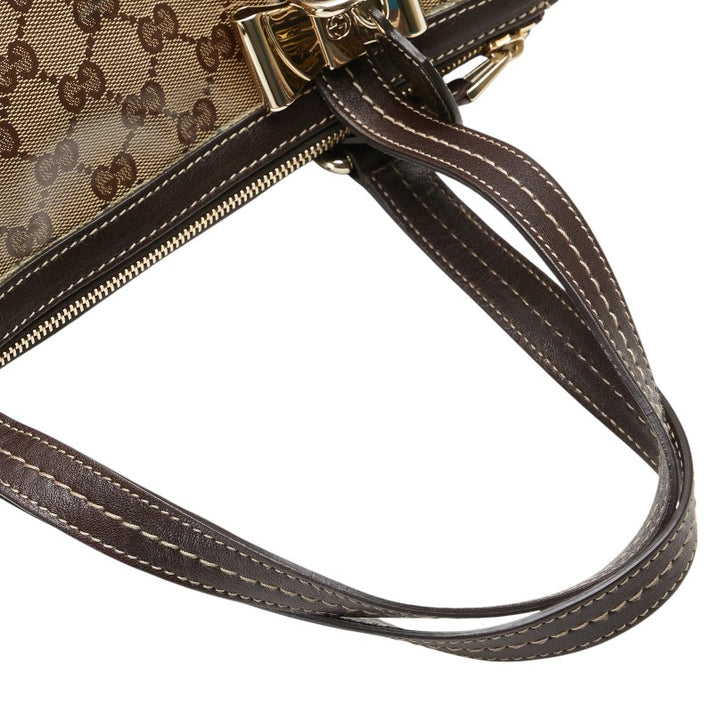 Gucci Ebony/Beige GG Crystal Canvas and Leather Duchessa Tote
