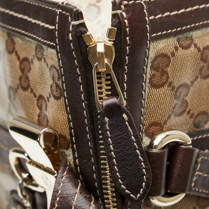 Gucci Ebony/Beige GG Crystal Canvas and Leather Duchessa Tote