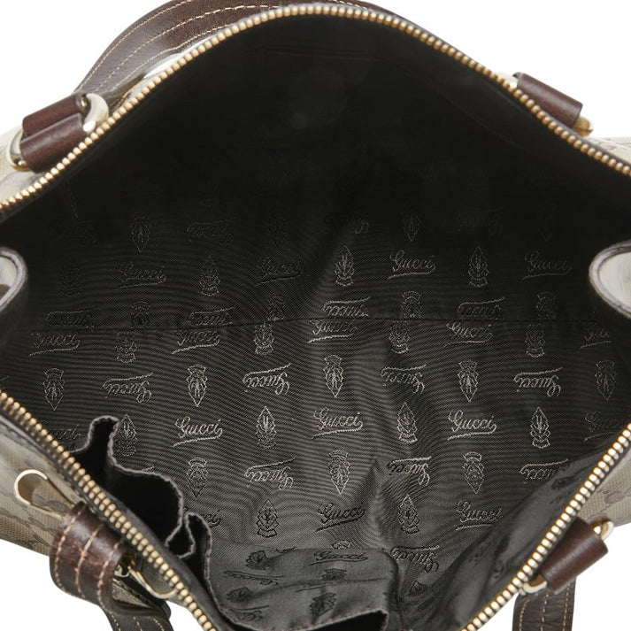 Gucci Ebony/Beige GG Crystal Canvas and Leather Duchessa Tote