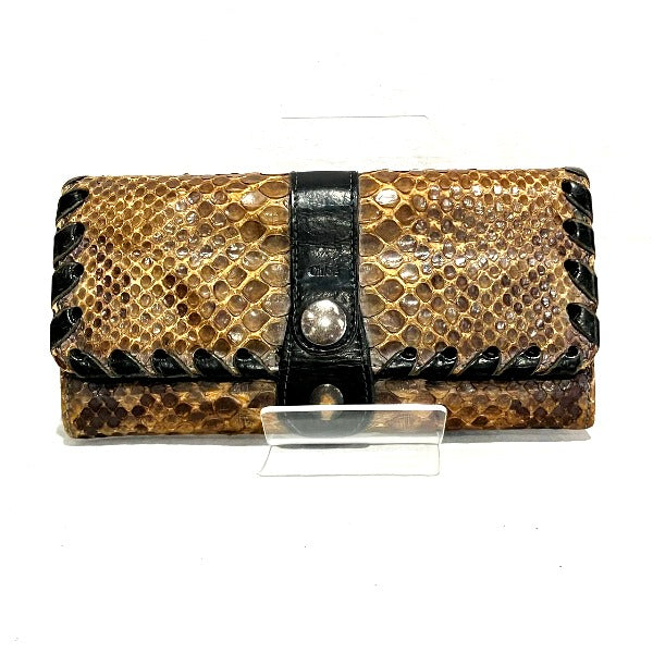 Chloe Python Bi-foldLong Wallet Brown Black
