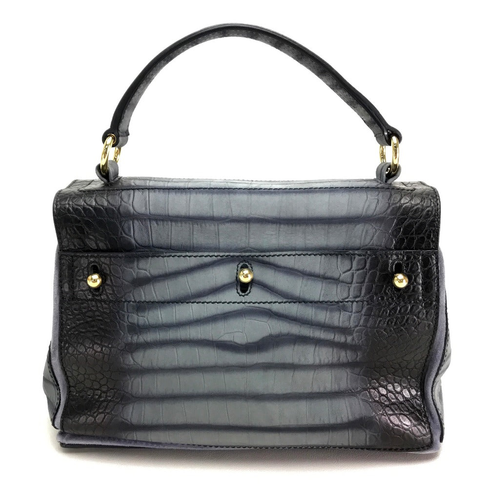 YVES SAINT LAURENT Nubuck crocodile embosed Muse toe