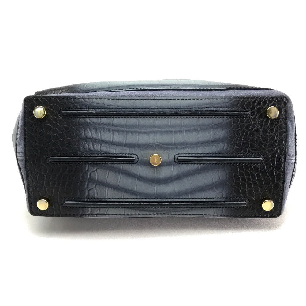 YVES SAINT LAURENT Nubuck crocodile embosed Muse toe