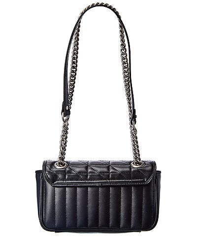 Gucci GG Marmont Silver Hardware Shoulder Bag Mini Black Leather