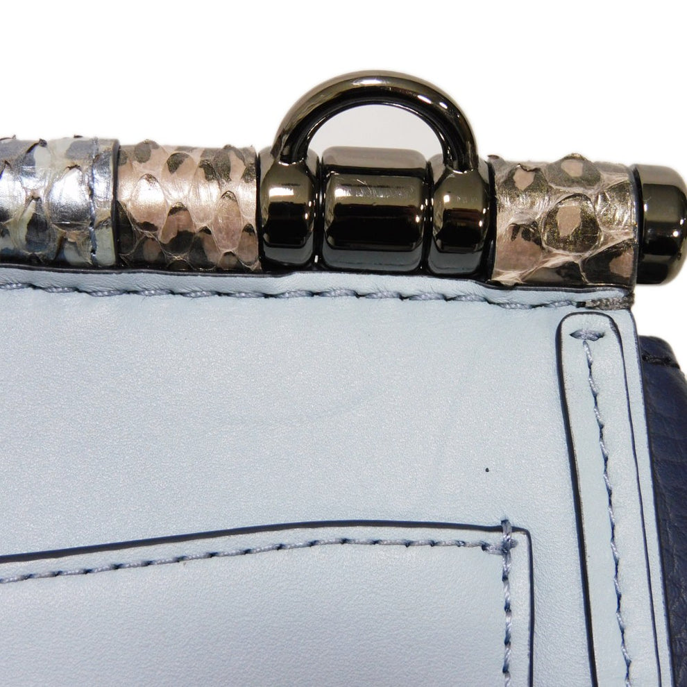 Coach Drifter Shoulder Bag Python Suede Pebble Light Blue