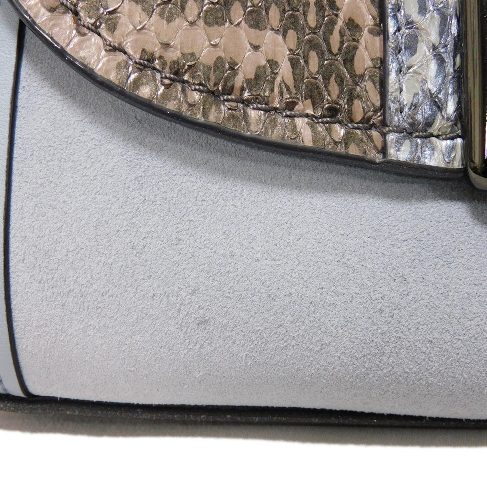 Coach Drifter Shoulder Bag Python Suede Pebble Light Blue