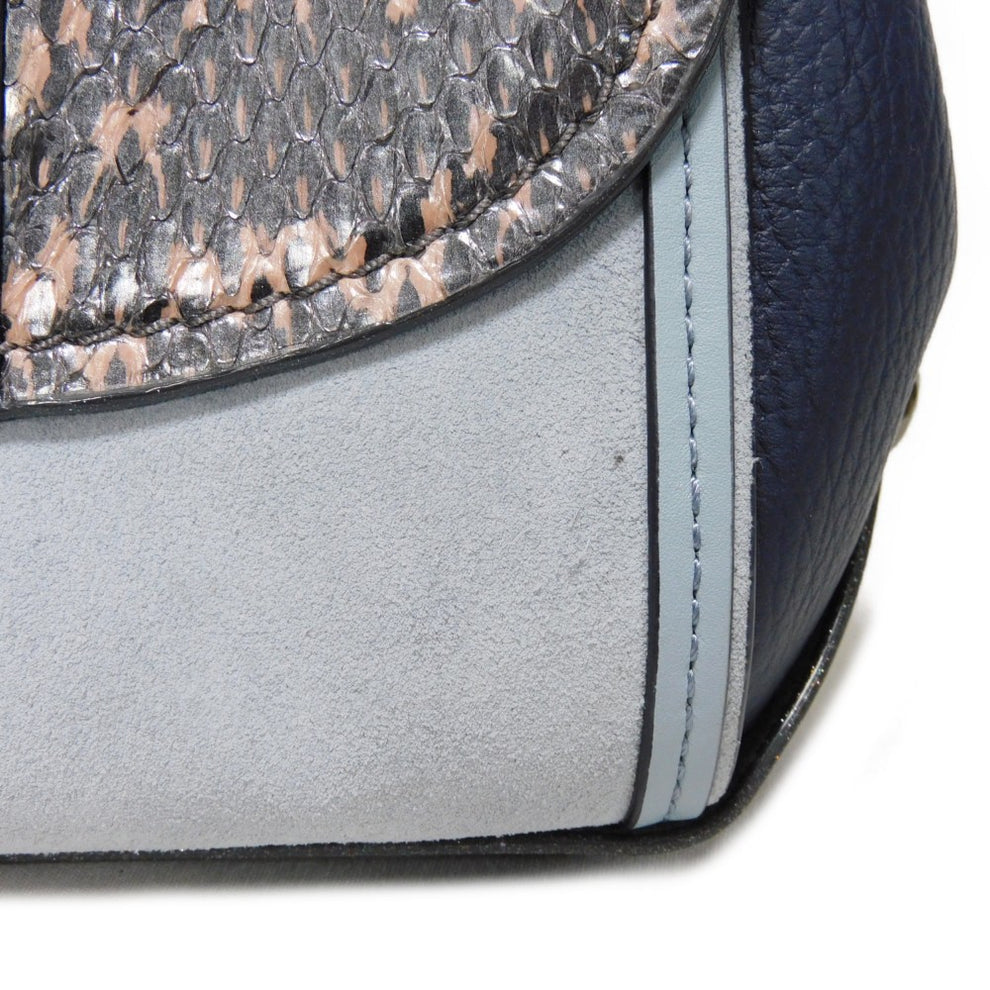 Coach Drifter Shoulder Bag Python Suede Pebble Light Blue