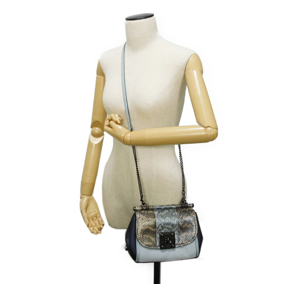 Coach Drifter Shoulder Bag Python Suede Pebble Light Blue