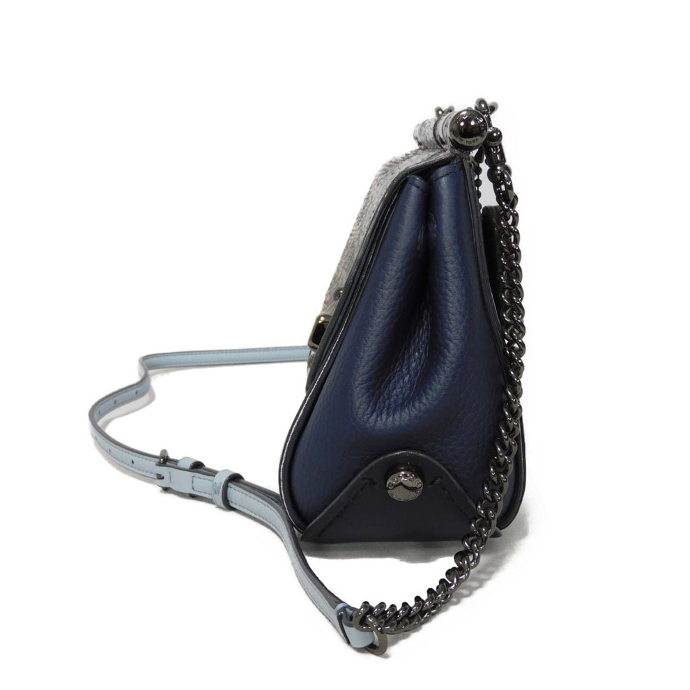 Coach Drifter Shoulder Bag Python Suede Pebble Light Blue