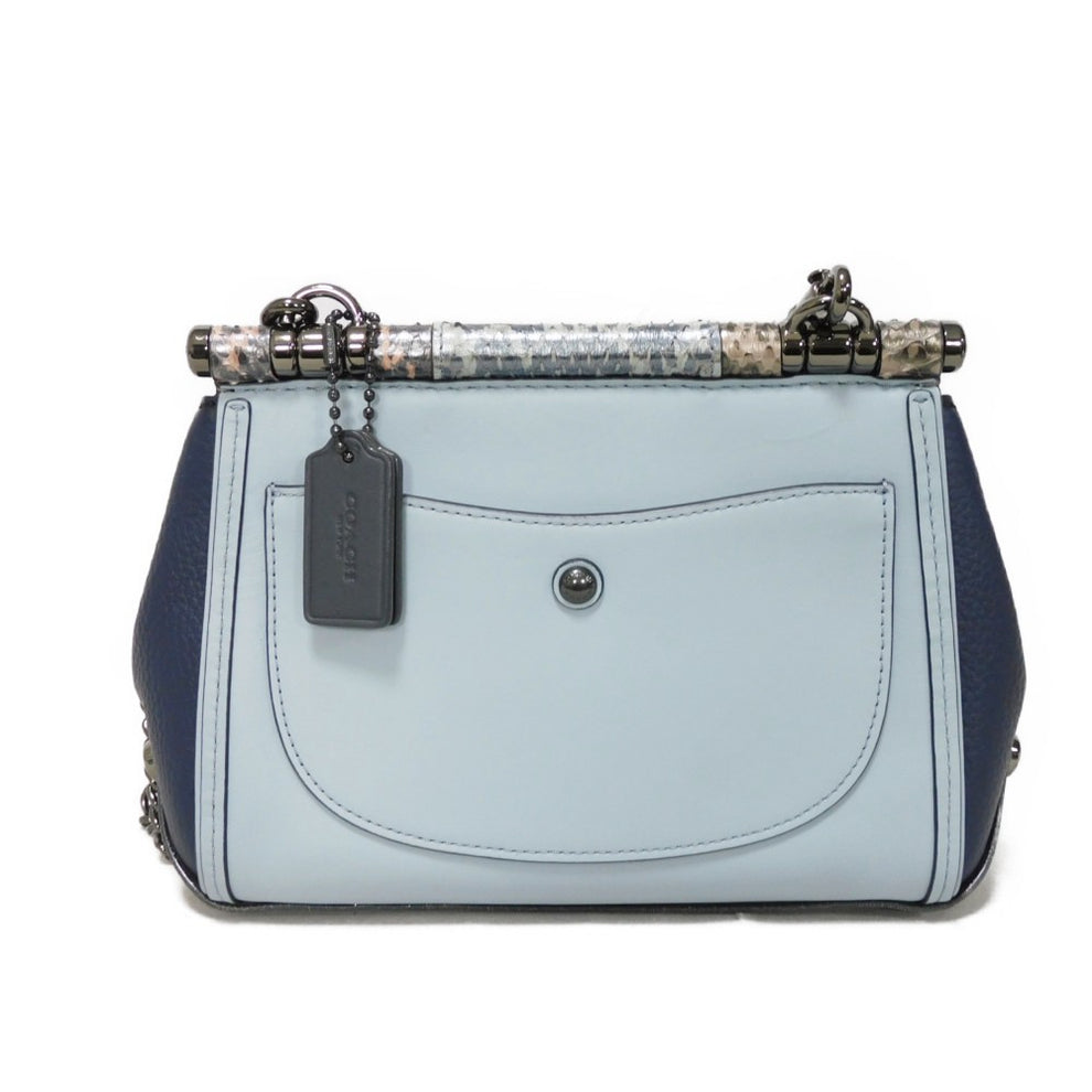 Coach Drifter Shoulder Bag Python Suede Pebble Light Blue