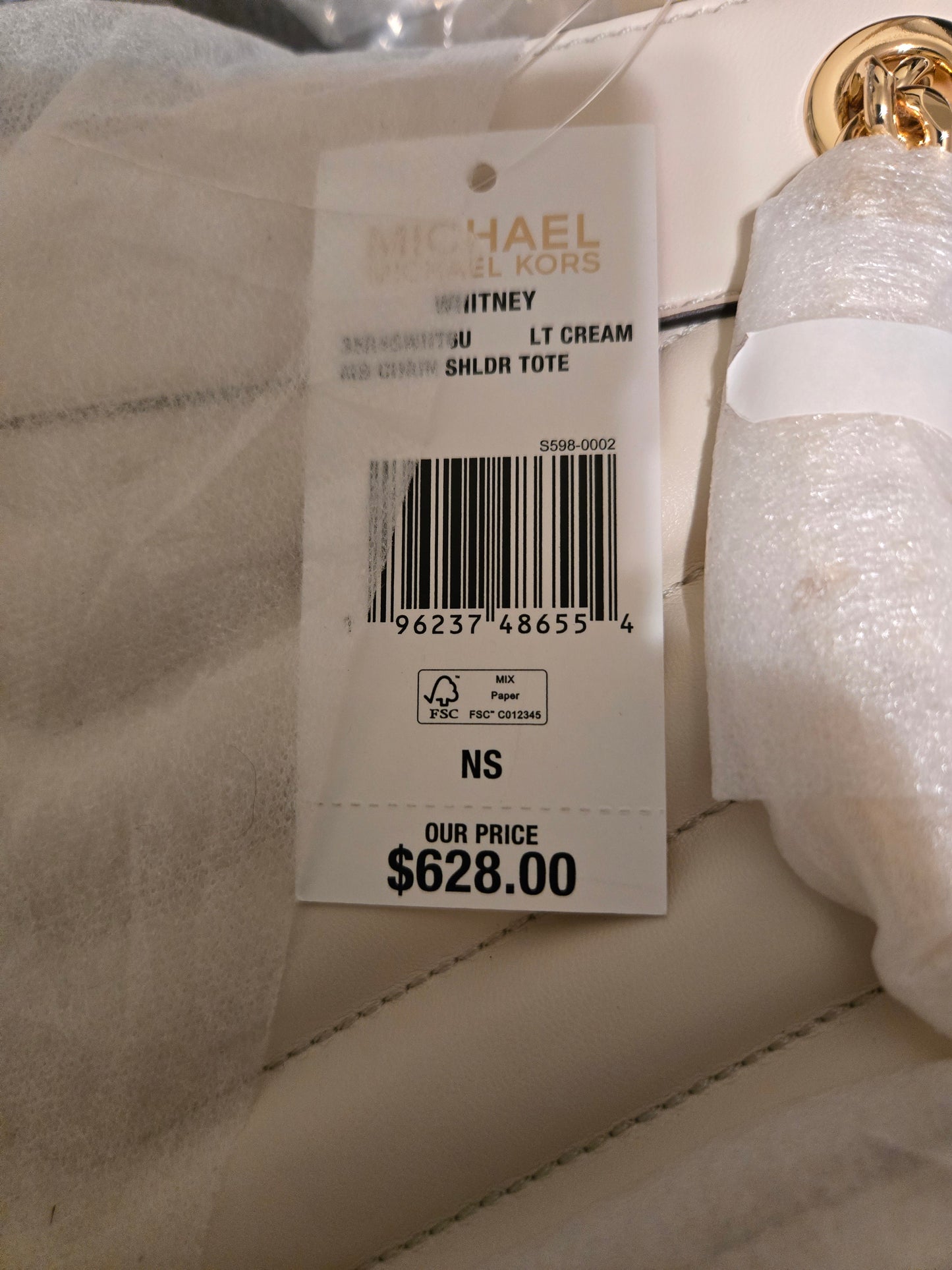 MICHAEL KORS WHITNEY MEDIUM QUILTED Tote bag OPTIC WHITE