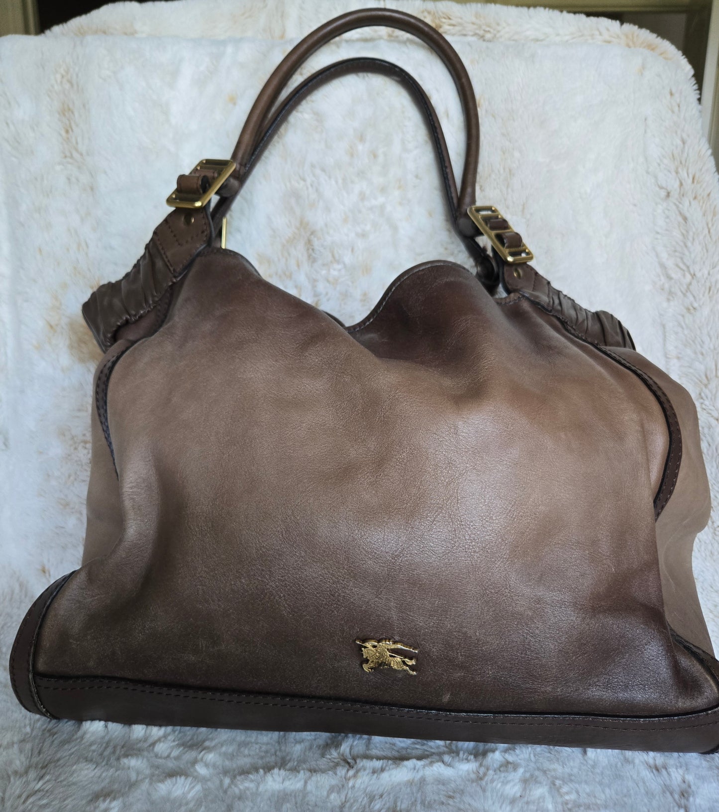 Burberry Brown Ombre Leather Shopper Tote
