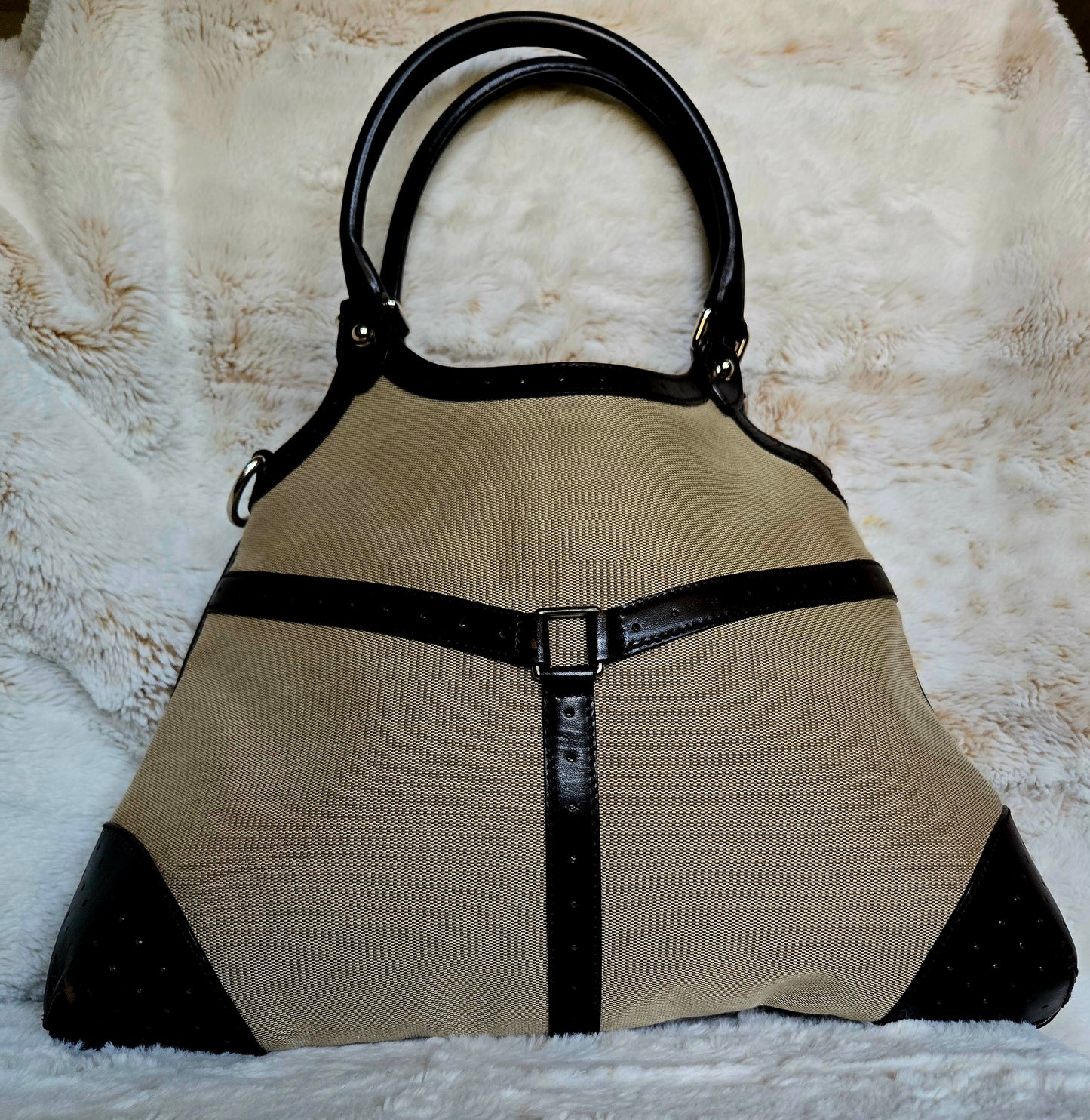 GUCCI Jackie 1961 Handbag Rare canvas Brown Beige Sherry Line Interlocking G