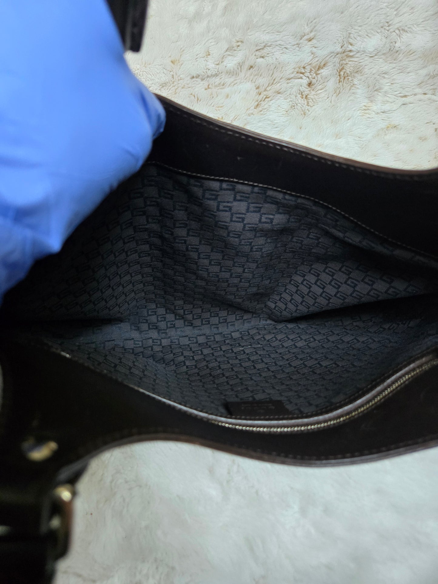 GUCCI Jackie 1961 Handbag Rare canvas Brown Beige Sherry Line Interlocking G