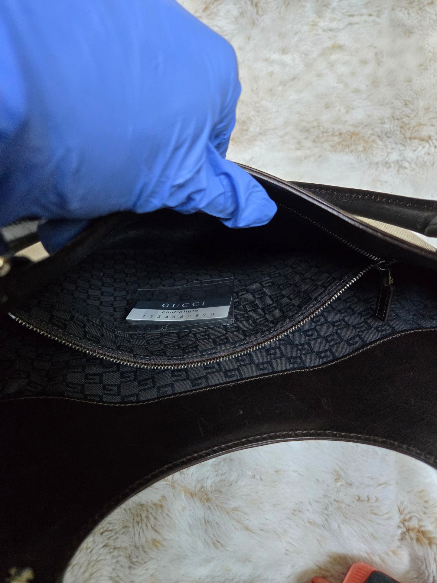 GUCCI Jackie 1961 Handbag Rare canvas Brown Beige Sherry Line Interlocking G