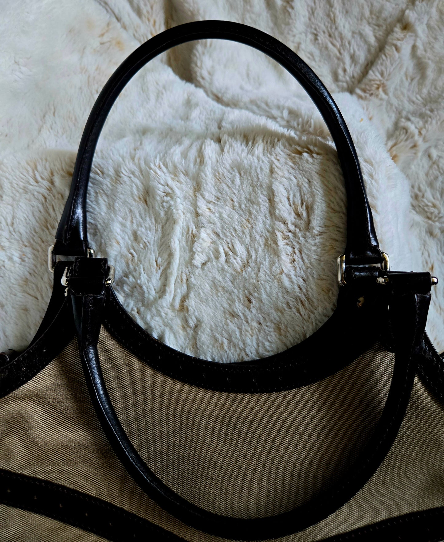 GUCCI Jackie 1961 Handbag Rare canvas Brown Beige Sherry Line Interlocking G