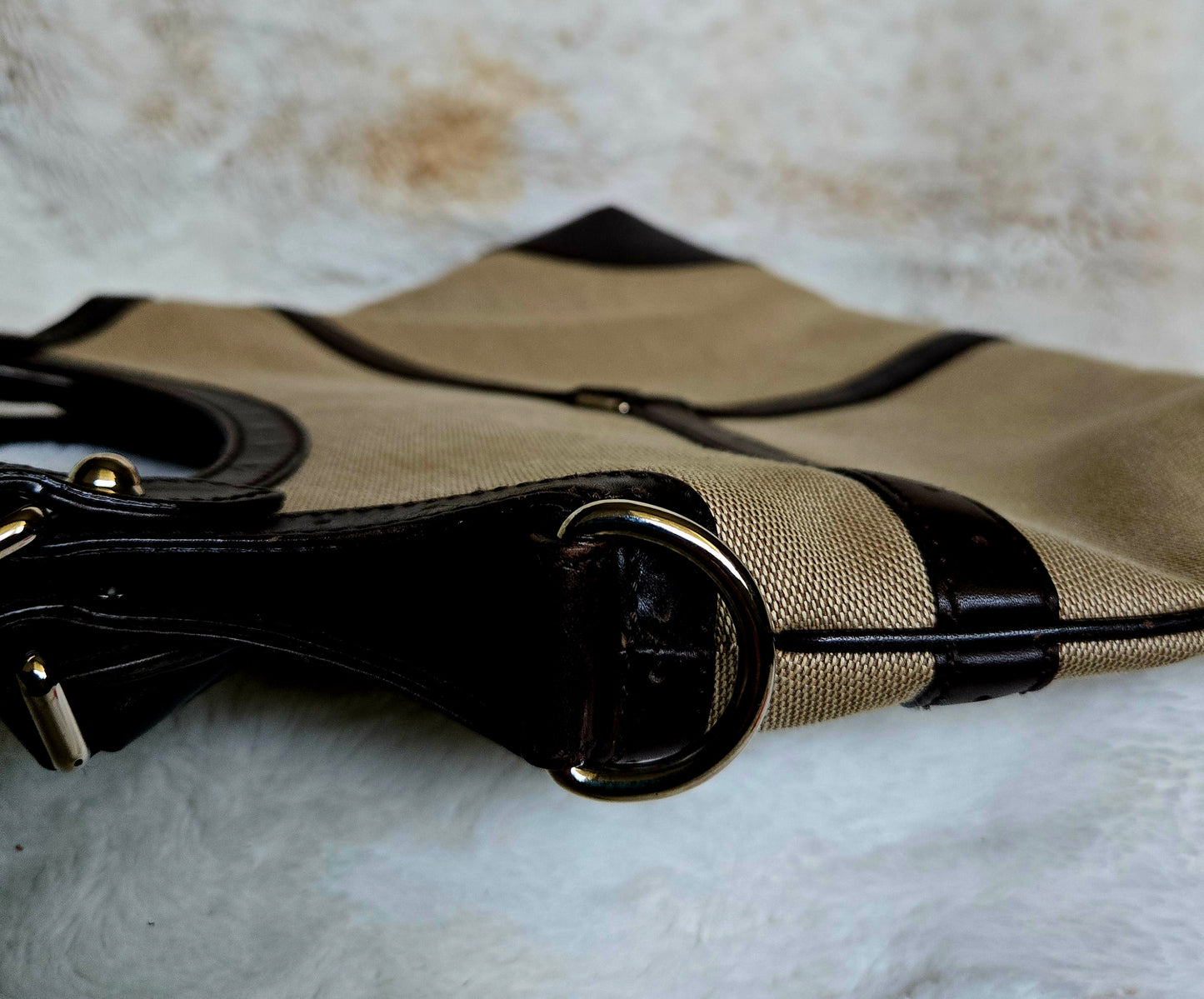 GUCCI Jackie 1961 Handbag Rare canvas Brown Beige Sherry Line Interlocking G