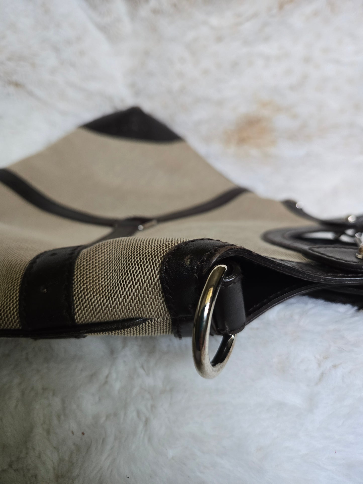 GUCCI Jackie 1961 Handbag Rare canvas Brown Beige Sherry Line Interlocking G