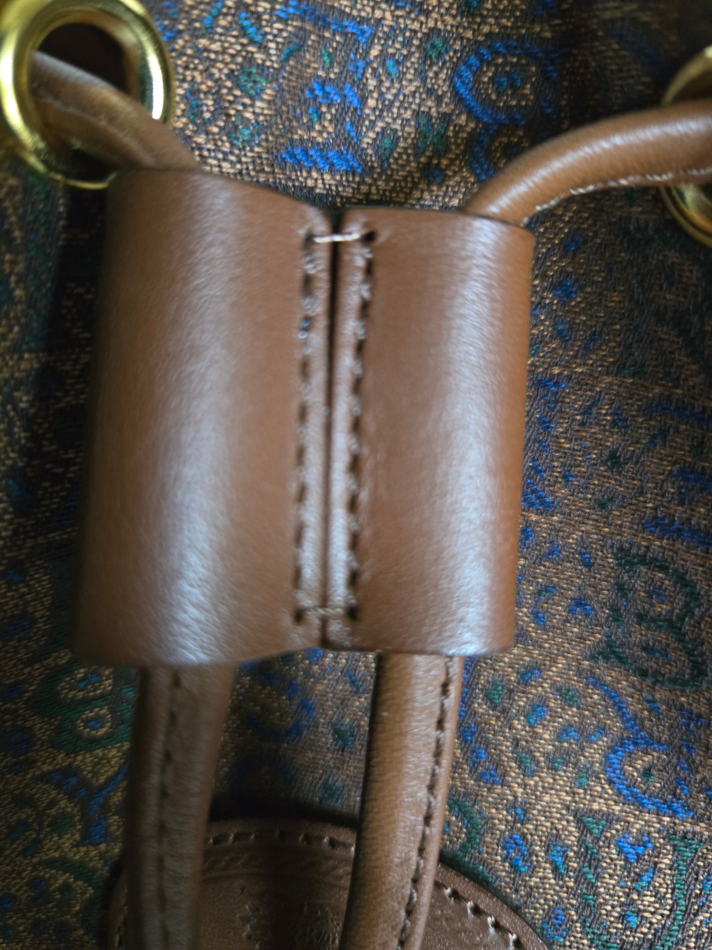 Burberry Logo Canvas Leather Drawstring Bucket Bag Brown