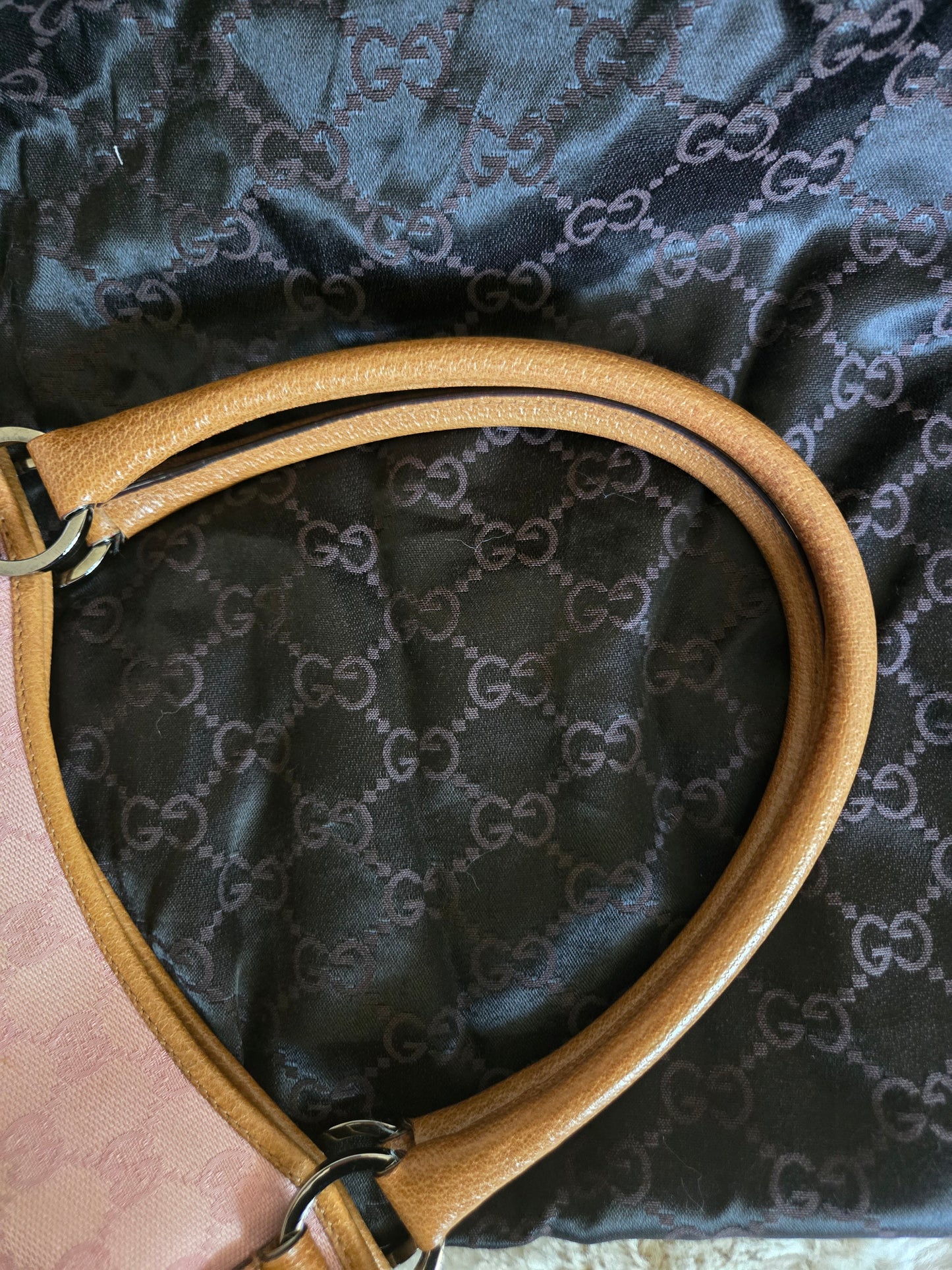 GUCCI GG Canvas Tote Bag Pink Brown