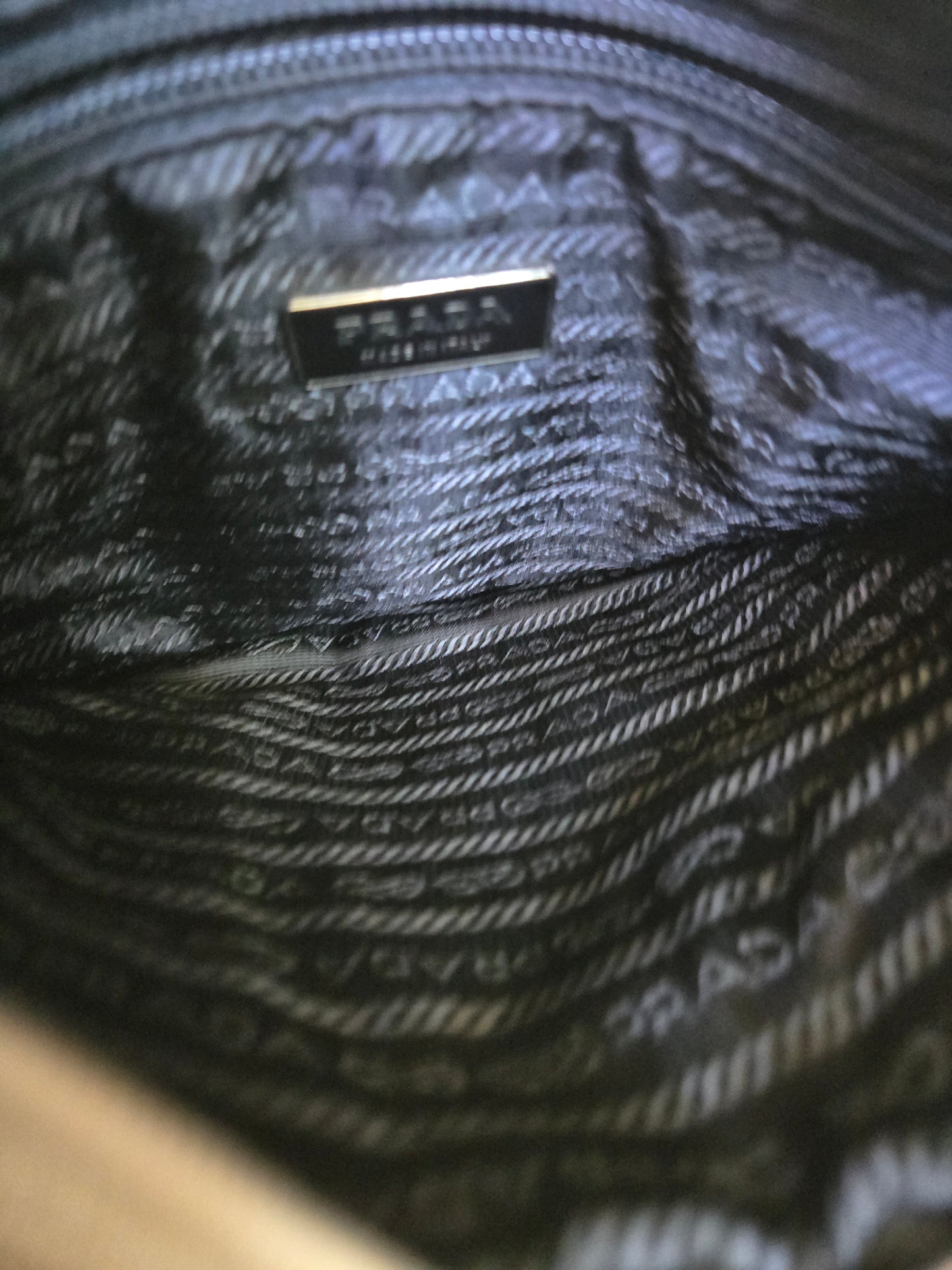 PRADA  triangle logo plate Tote Bag Hand Bag tweed / Leather Beige