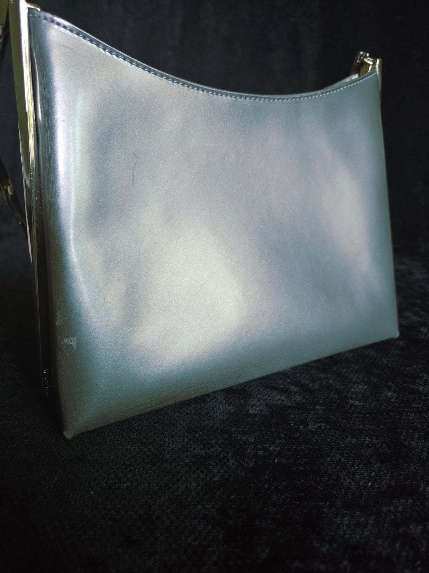Salvatore Ferragamo Leather Shoulder Bag Silver/ Calfskin