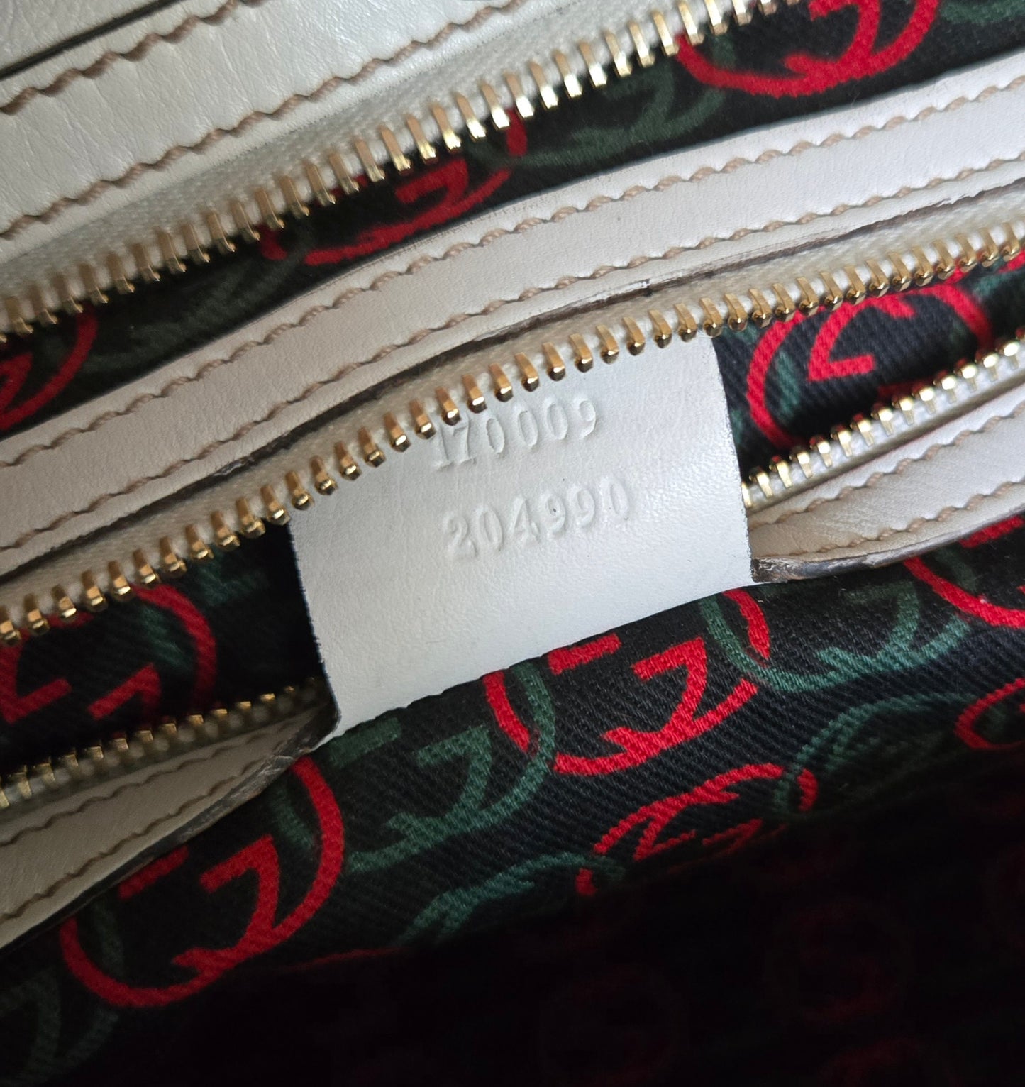 Gucci Britt GG Logo Leather Shoulder Duffle Bag in White