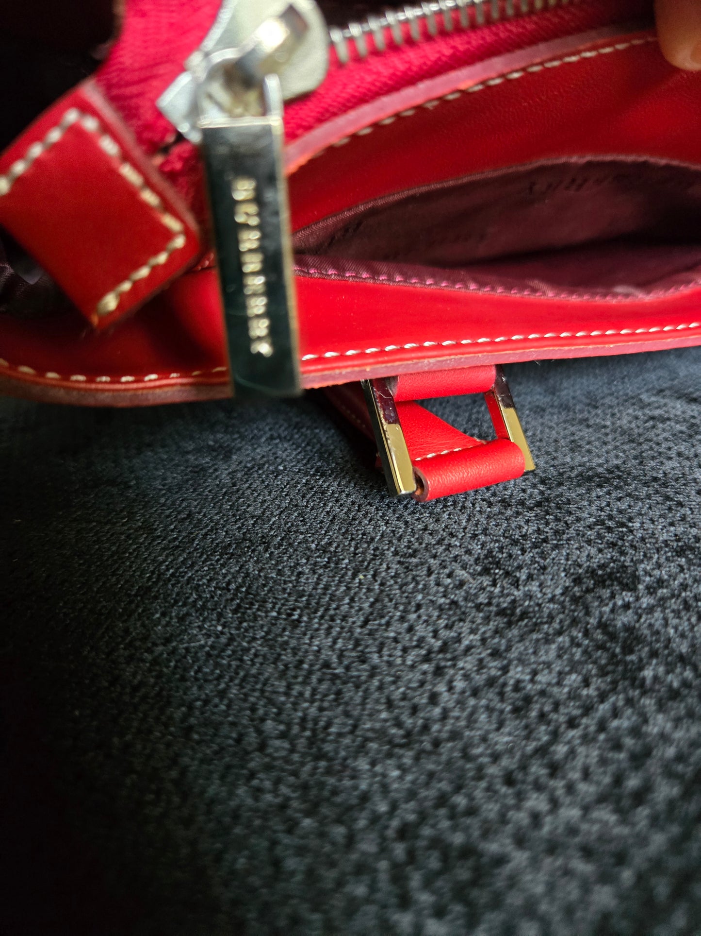 Burberry Leather Canvas Red Handbag Top Handle