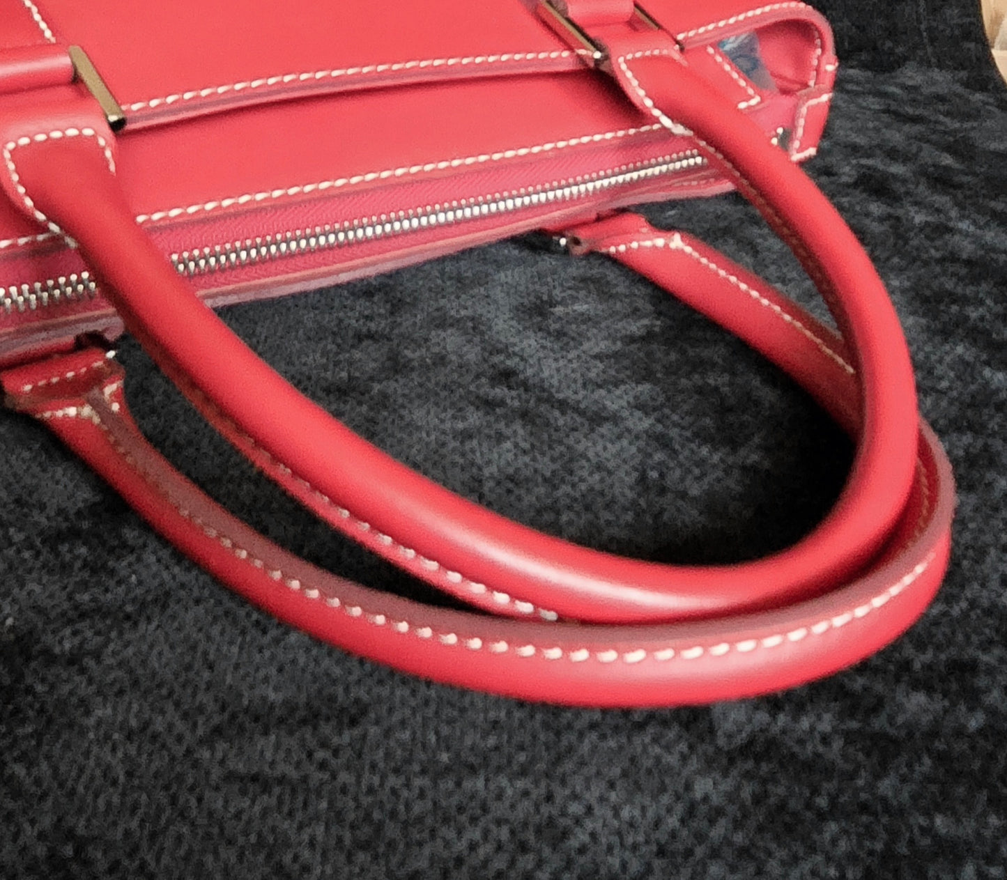 Burberry Leather Canvas Red Handbag Top Handle
