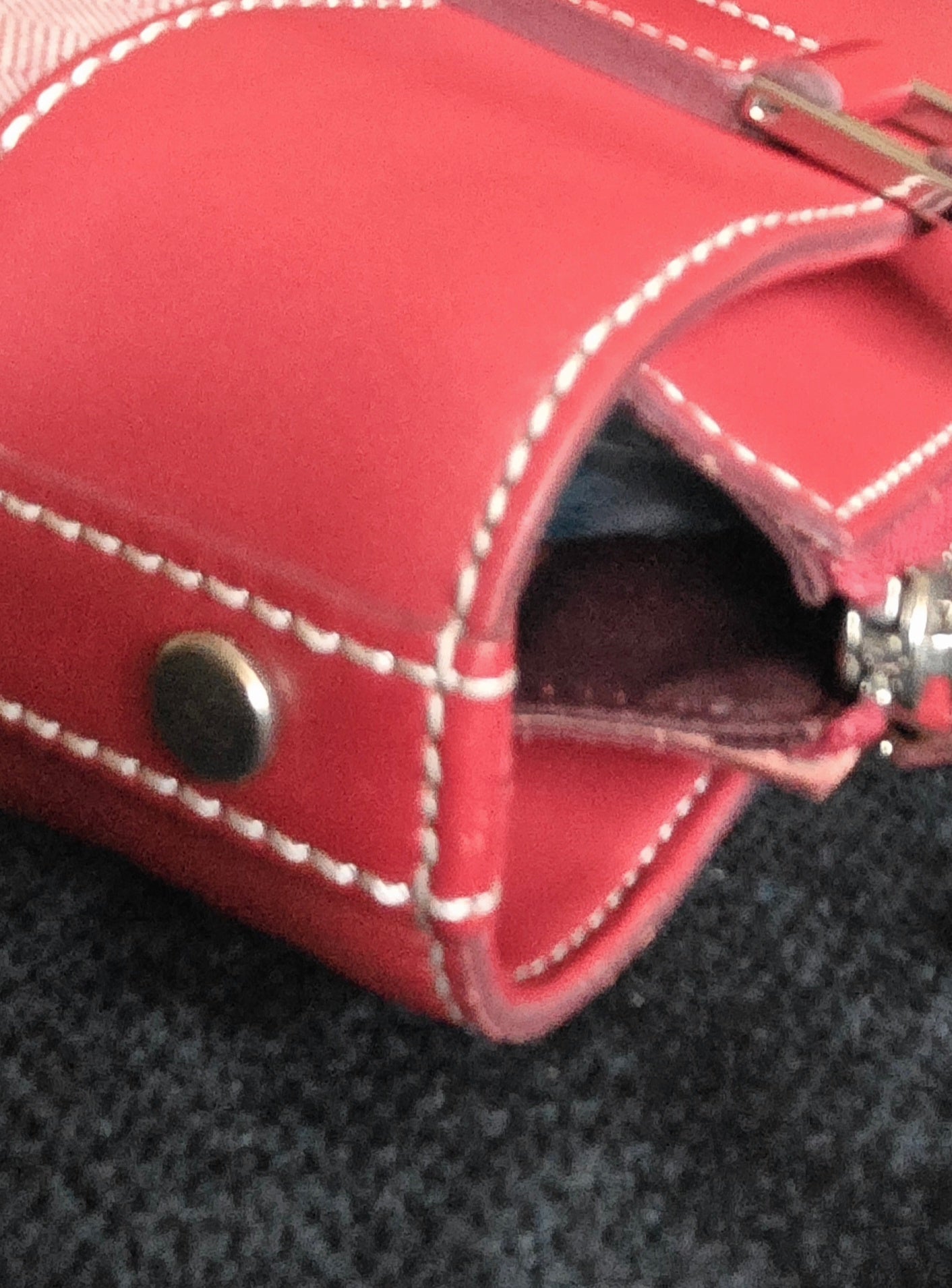 Burberry Leather Canvas Red Handbag Top Handle