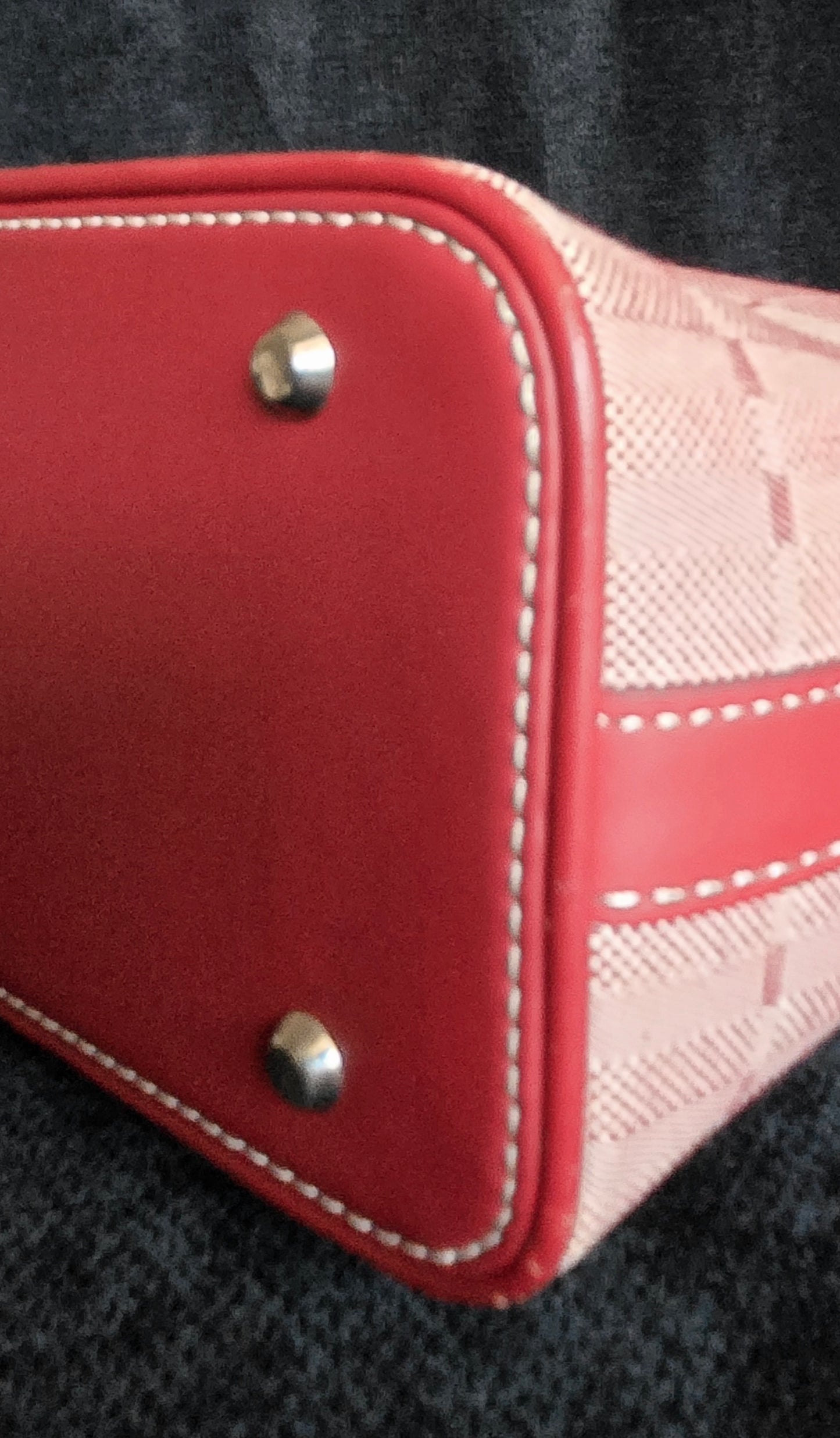 Burberry Leather Canvas Red Handbag Top Handle