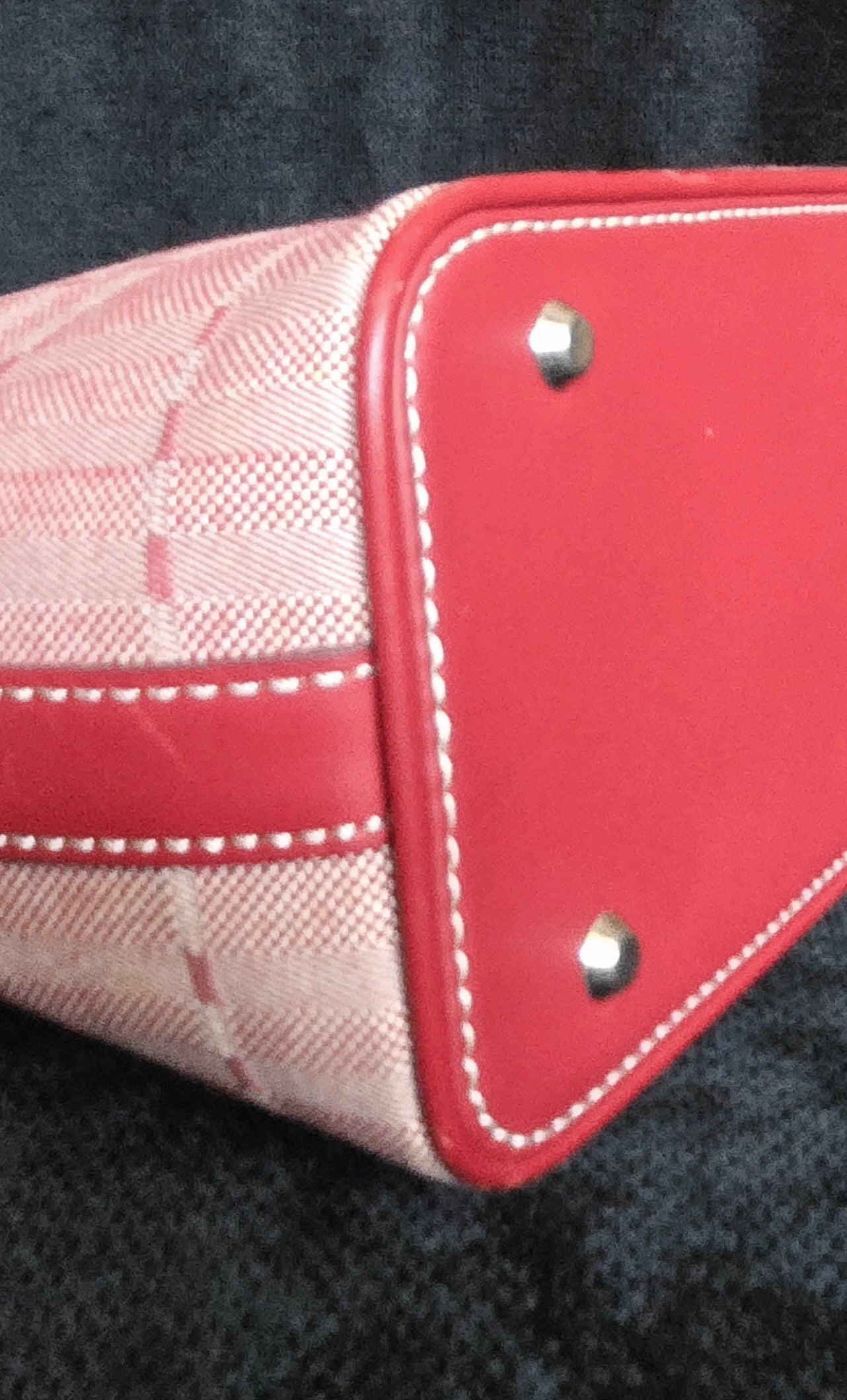 Burberry Leather Canvas Red Handbag Top Handle