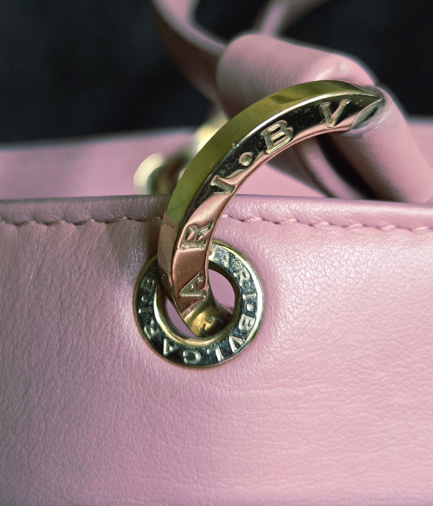 BVLGARI  Shoulder Bag Pink Gold Hardware leather