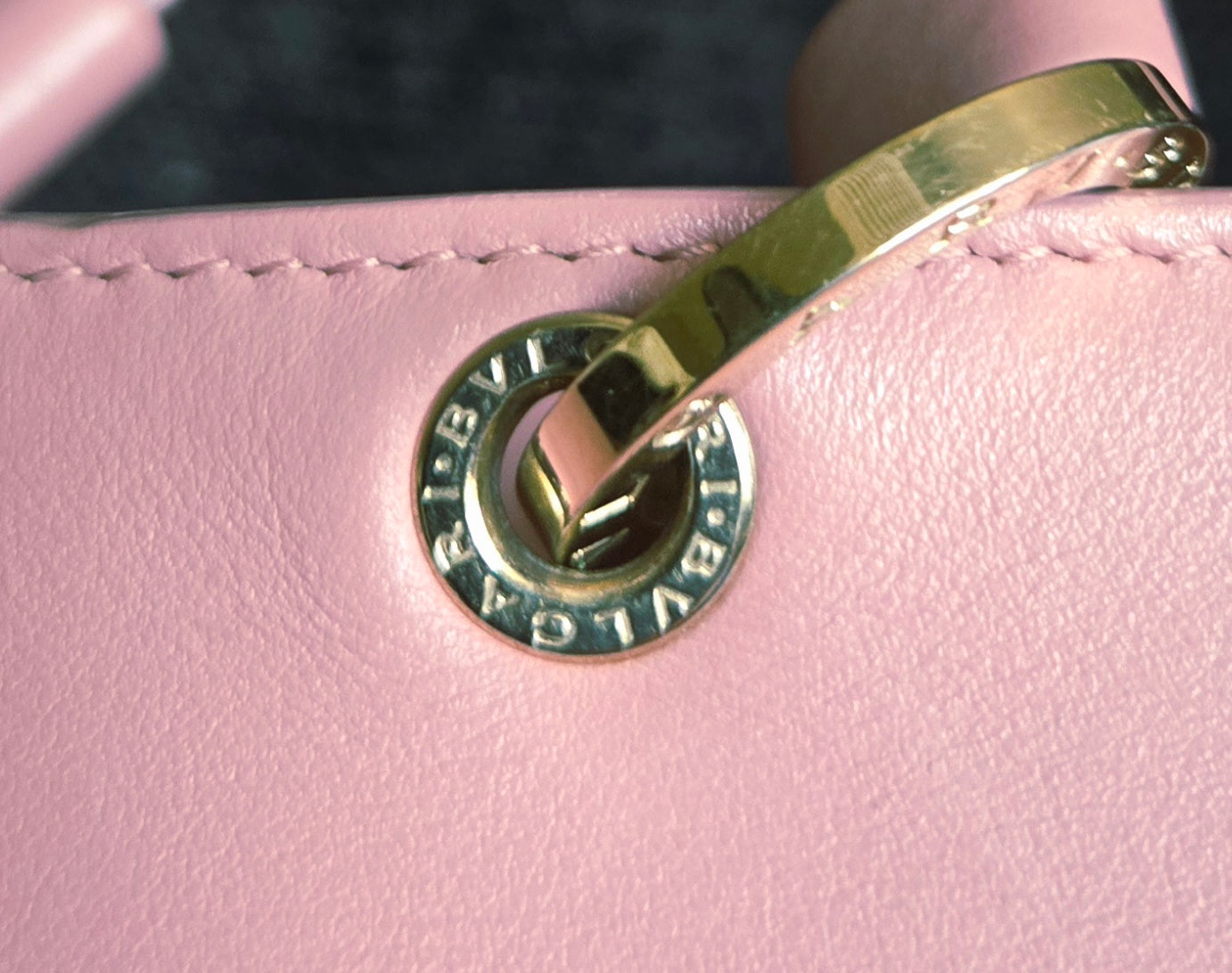 BVLGARI  Shoulder Bag Pink Gold Hardware leather