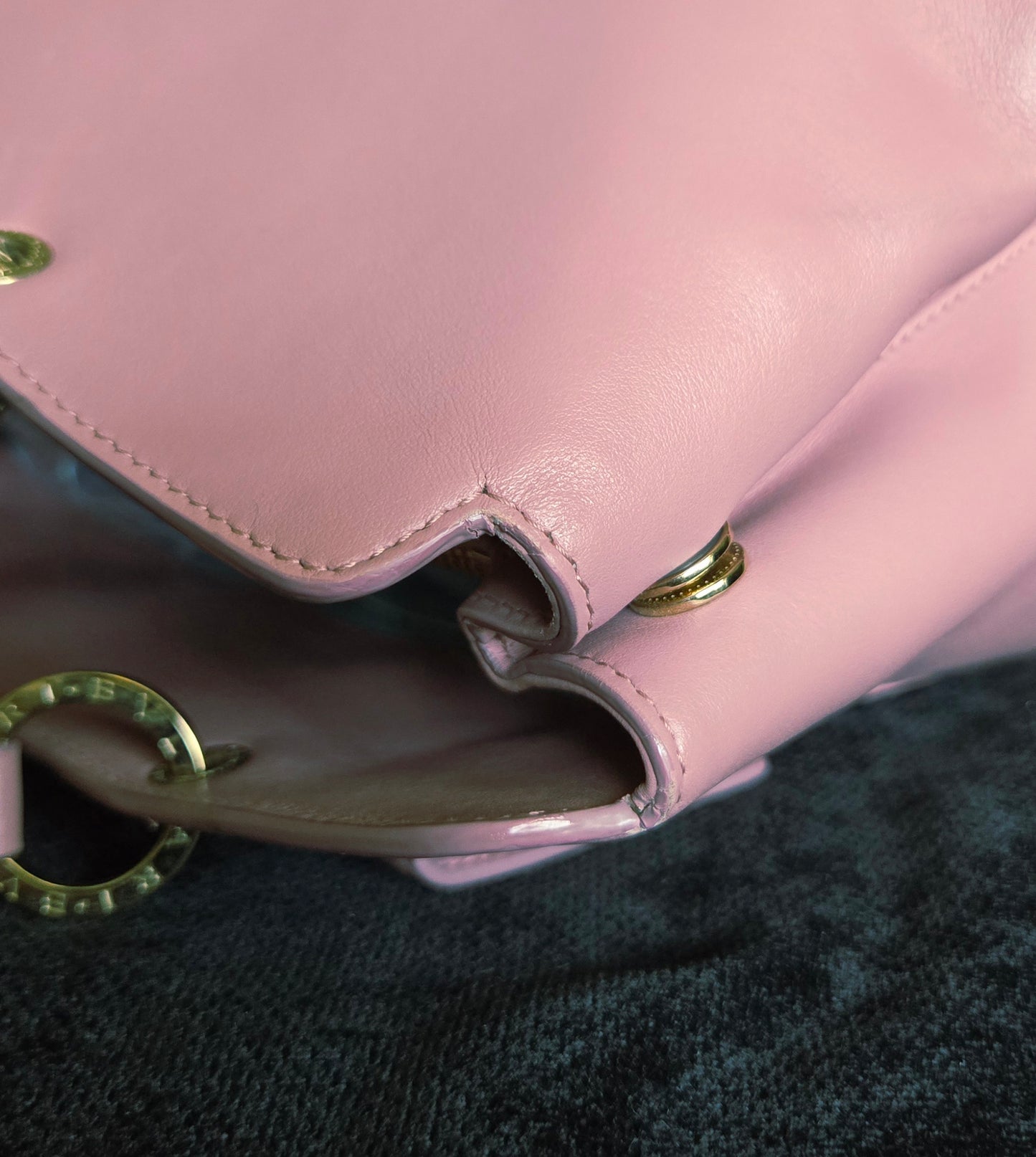 BVLGARI  Shoulder Bag Pink Gold Hardware leather