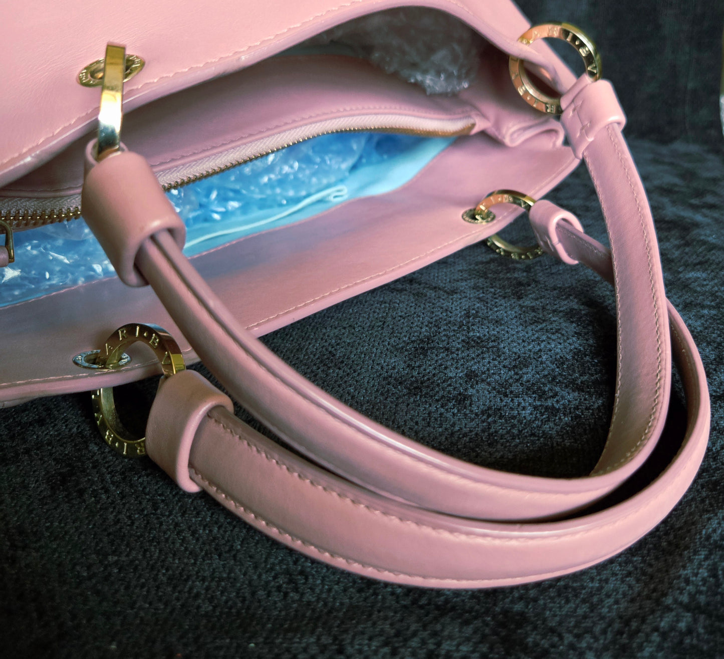 BVLGARI  Shoulder Bag Pink Gold Hardware leather