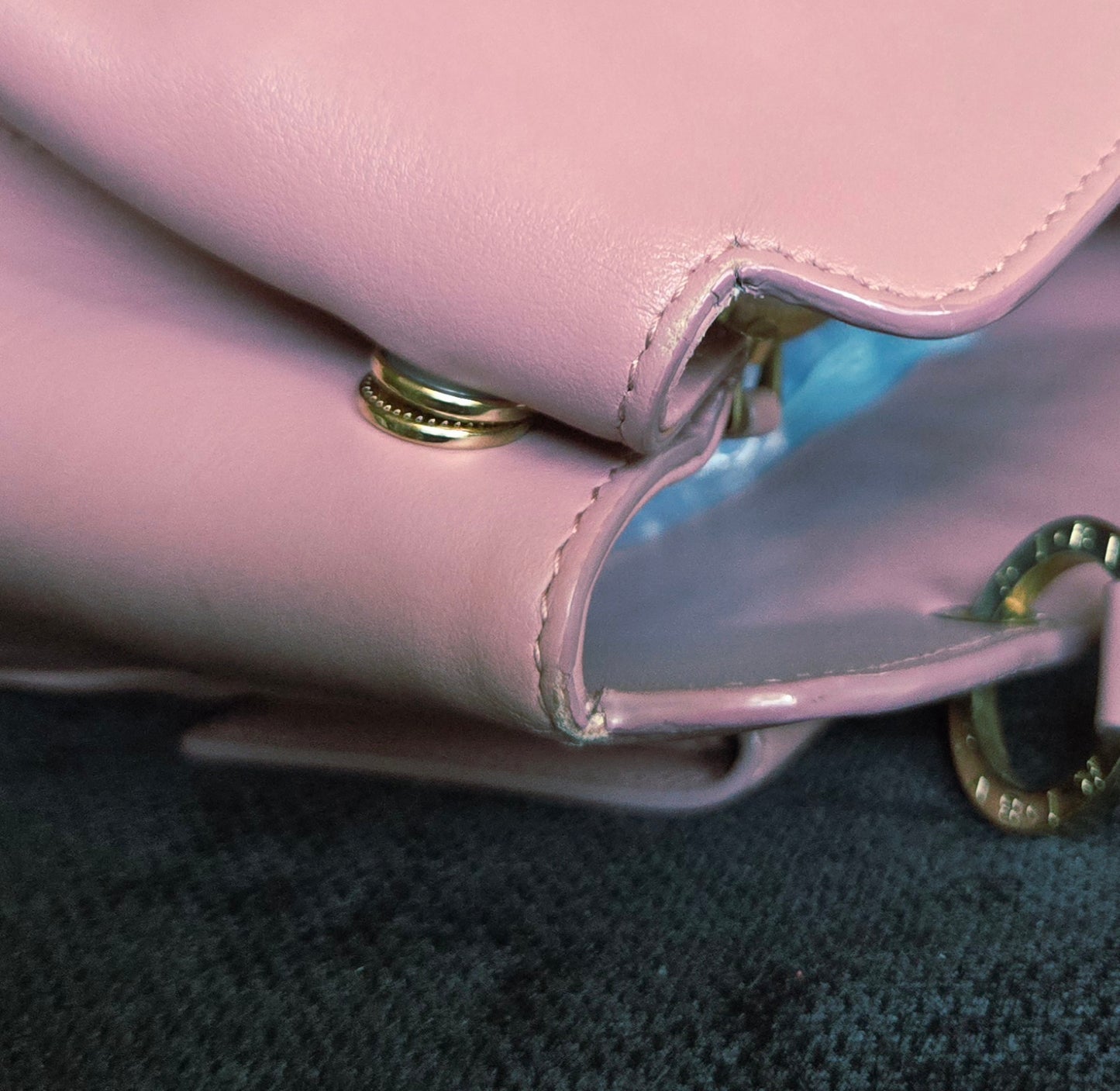 BVLGARI  Shoulder Bag Pink Gold Hardware leather