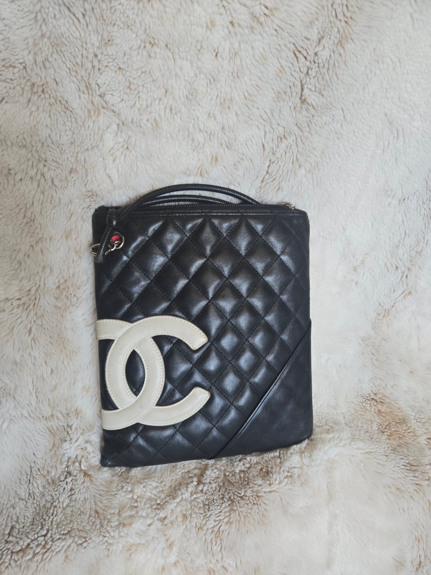 Chanel Cambon Flat Calfskin Leather Messenger Crossbody Bag Black