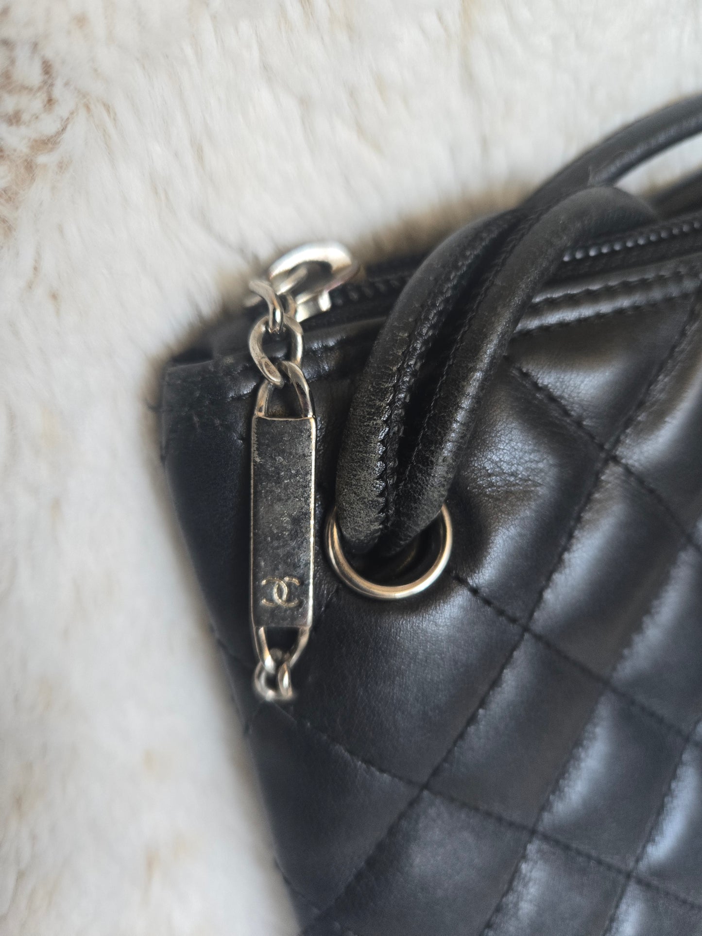 Chanel Cambon Flat Calfskin Leather Messenger Crossbody Bag Black