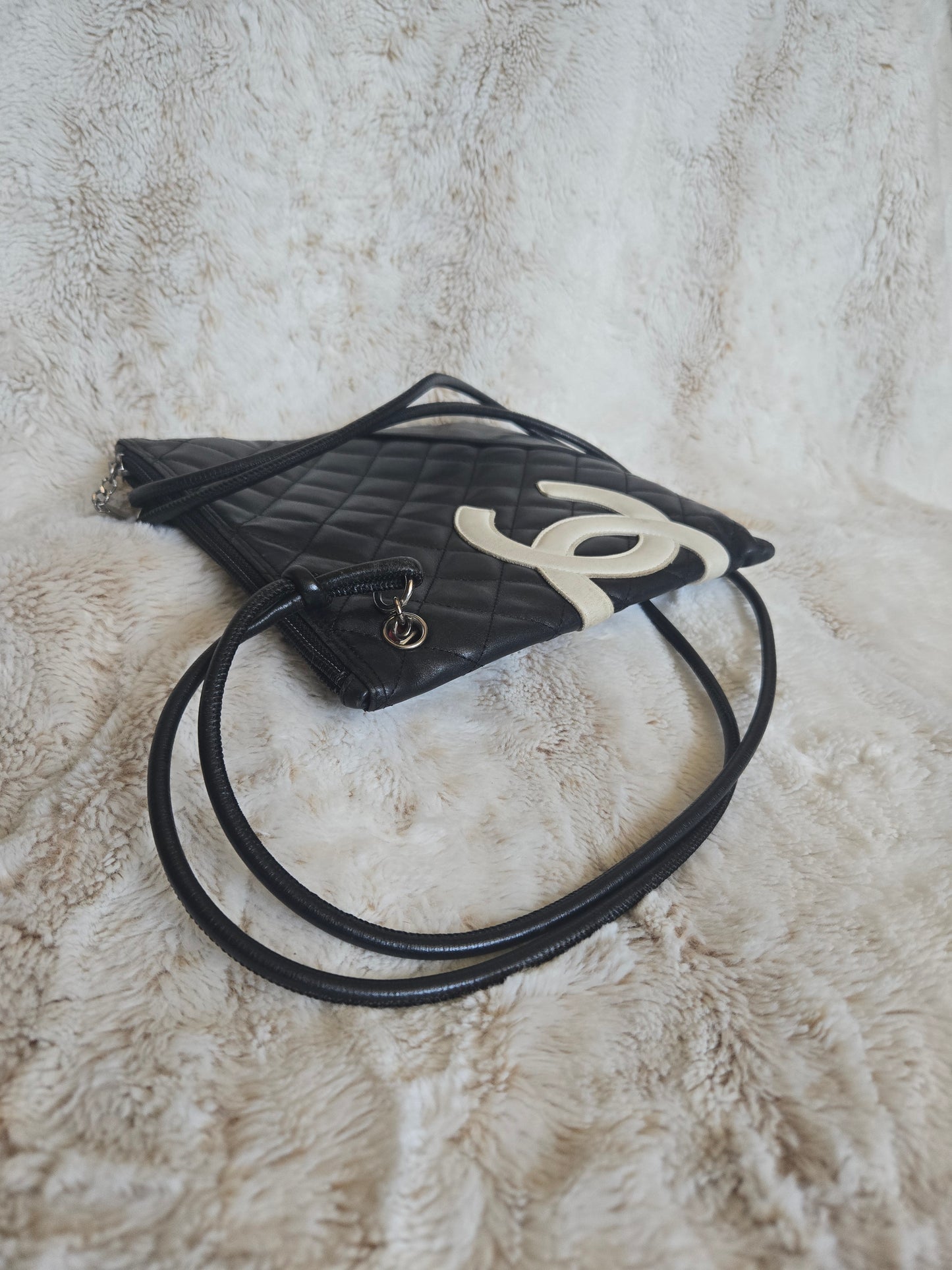 Chanel Cambon Flat Calfskin Leather Messenger Crossbody Bag Black