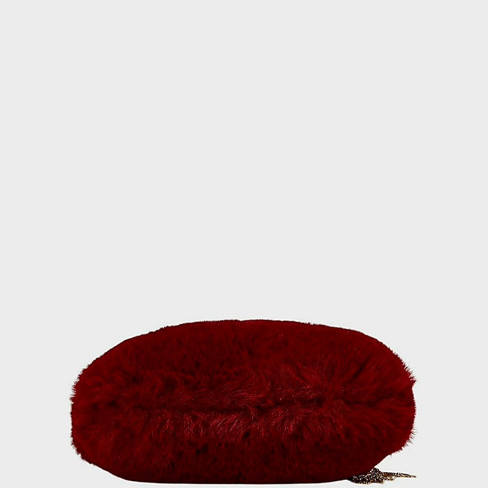 Jimmy Choo Red Fur Gold Chain Shoulder Bag